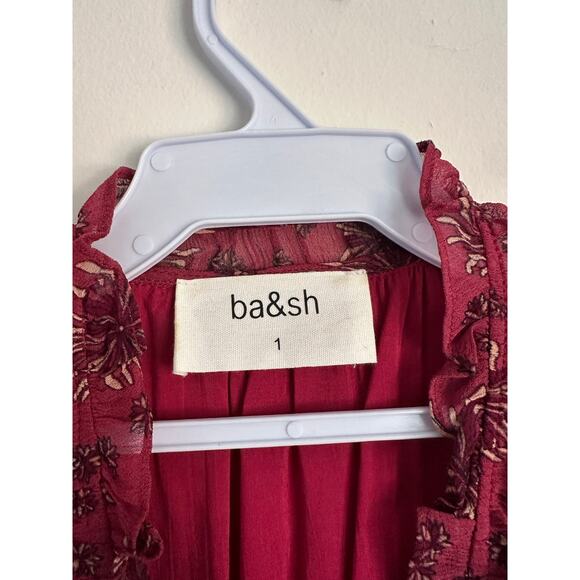 BA&SH Rose Tie Neck Long Sleeve Mini Dress Size 1 - Picture 4 of 7